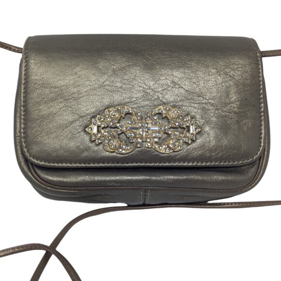 Vintage Susan Gail Original Leather Ornate Gold Detail Crossbody Evening Bag - Picture 16 of 16
